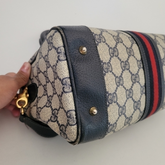 GUCCI VINTAGE BLUE MONGRAM OPHIDIA BOSTON BAG.,AUTHENTIC. - Picture 14 of 17